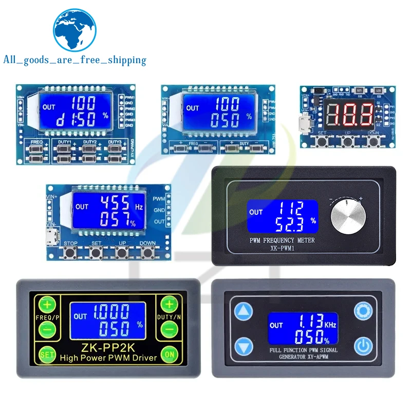 TZT Dual Mode Signal Generator PWM Pulse Frequency Duty Cycle Adjustable Module LCD Display 1Hz-150Khz 3.3V-30V PWM Board Module