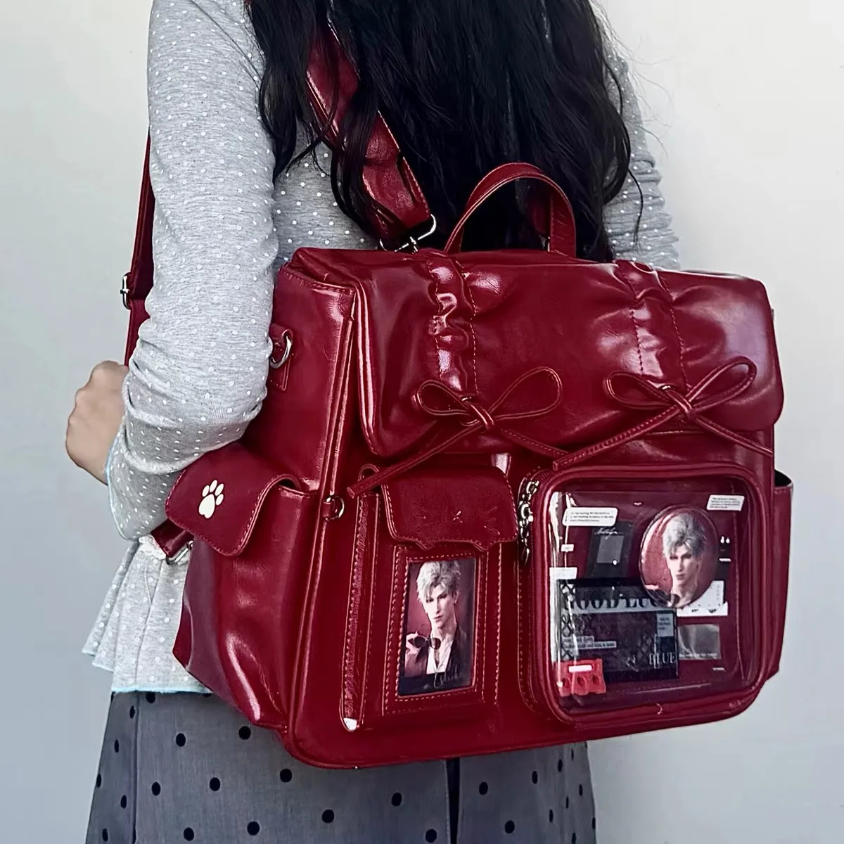 Concert Support Large Capacity Double Shoulder Pain Bag with Hidden Compartment Holder 36cm Can Be Crossbody Handheld