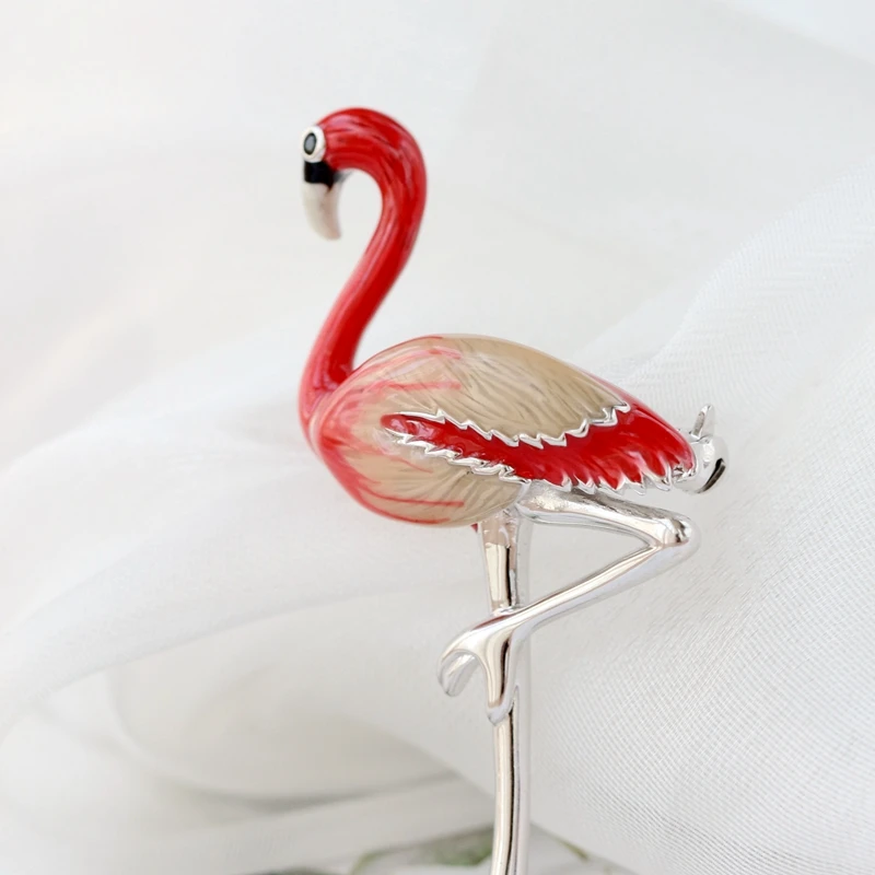 

Natural Elegance Flamingos Brooch Charming 925 Sterling Silver Brooch Creative Trendy Style Lady Jewelry Gift