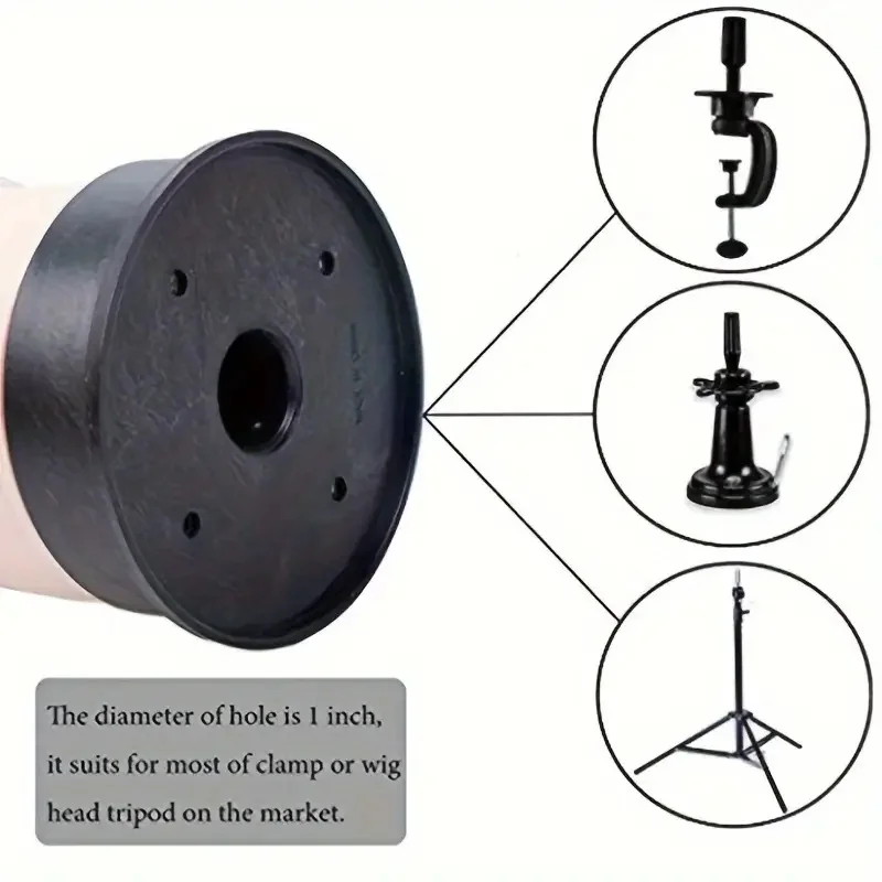 Soporte para pelucas con trípode de 57cm con cabeza de maniquí calvo, Mini soporte para pelucas, trípode con cabeza calva, soporte para pelucas con trípode ajustable, pines en T