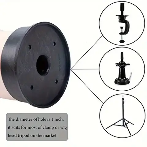 Skallig skyltdocka med svart frisörstativ, hållbart plaststativ för hårperuker för skyltdocka och förvaring 12 best sales perukskyltdocka - №3