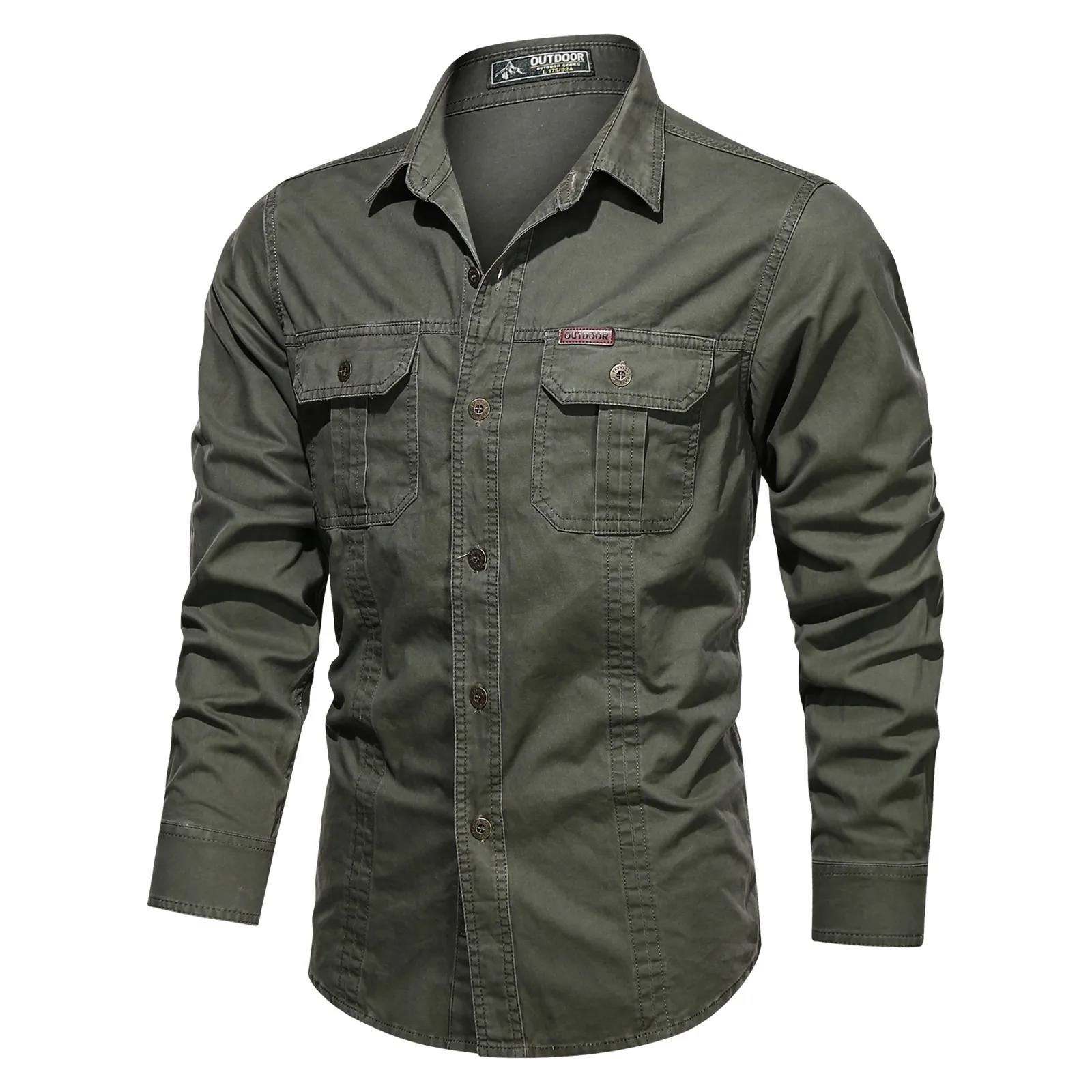 

Outdoor Washed Sizes Men's Style Cotton Long Shirts Shirt Sleeve Men Shirts Deep Wine