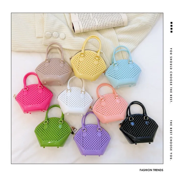 Fashion Women Bag Crossbody Shoulder Hand Chain Jelly Bag Detachable Chain Mini Pearl Shell Bag