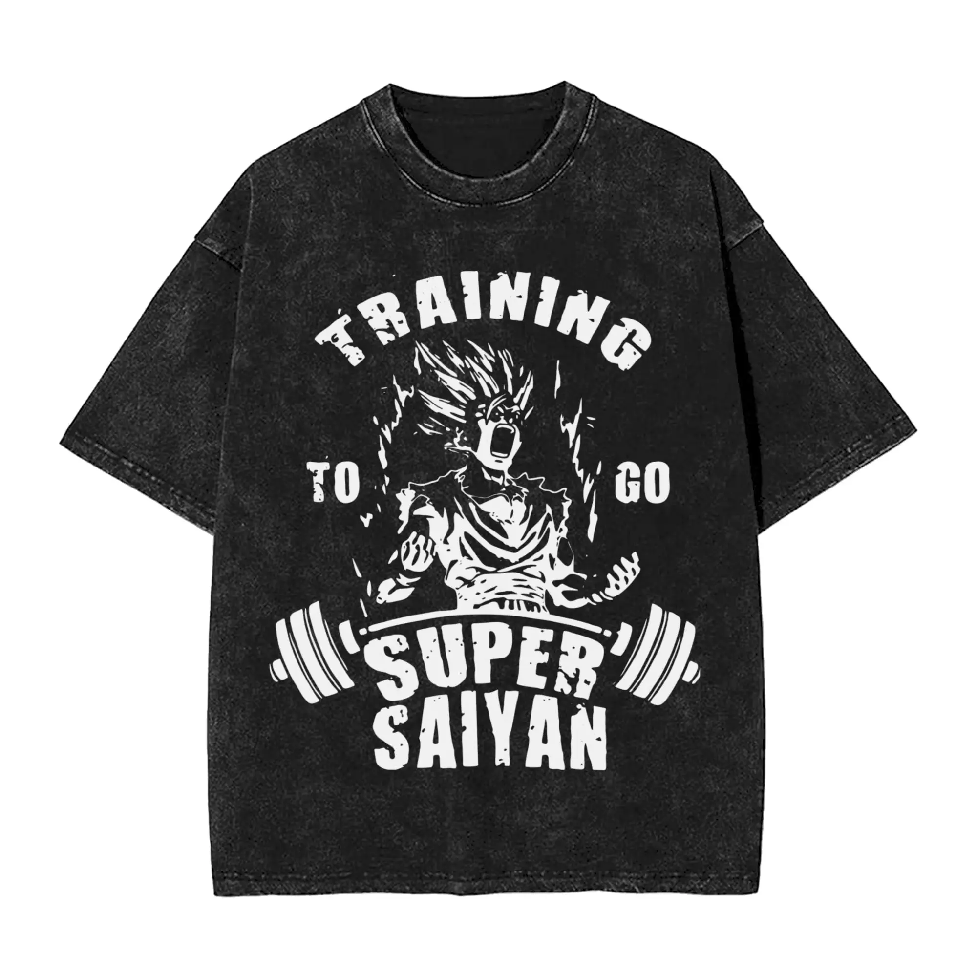 Washed T Shirt Dragon Ball Training To Go Gohan Hip Hop T-Shirts Harajuku Manga Streetwear 100% Cotton Summer  Tees Men Women