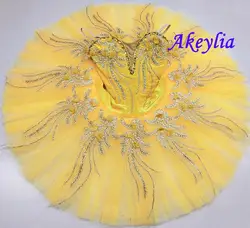 Yellow velvet gold flower fairy ballet tutu girls performance women pancake professional stage Ballerina tutus women 7 layers