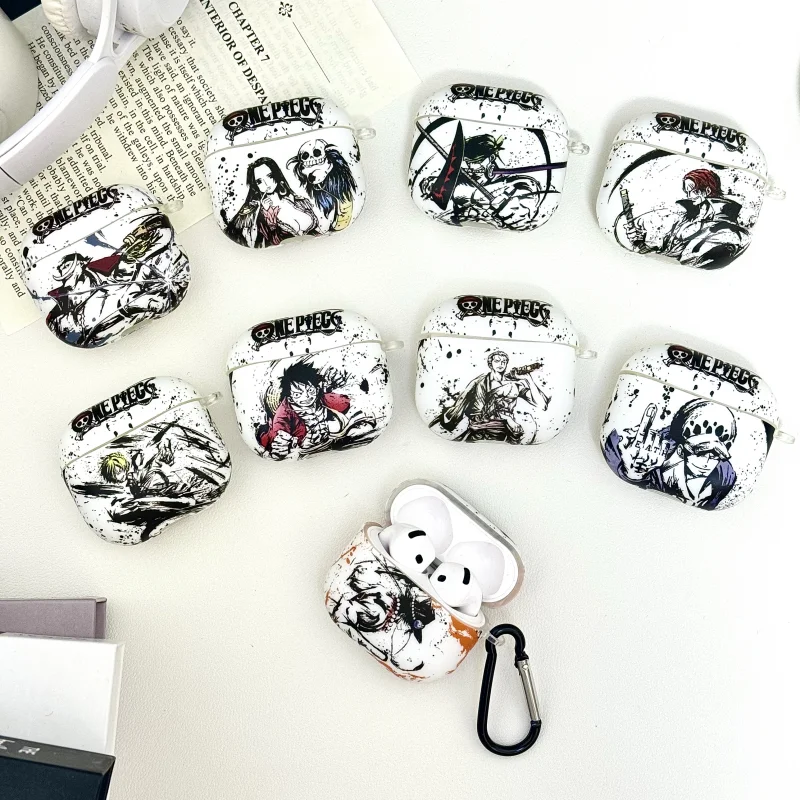 3D One Piece Luffy Model Earphone Case For Airpods 1 2 3 Pro Pro2 4 Pro3 Zoro Shanks Law ACE Hancock Bluetooth headset Cover view 2
