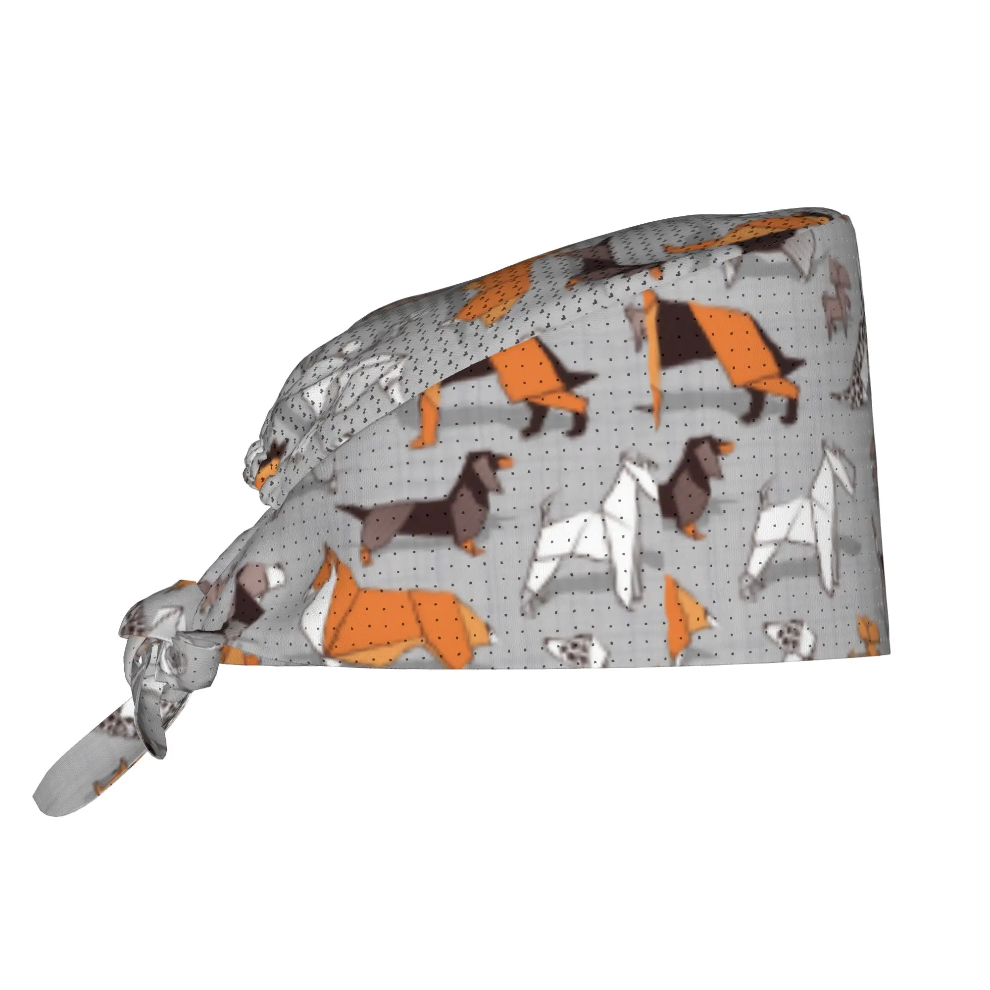 Origami Doggie Friends Cleaning Working Cap Dachshund Beagle Terrier Dog Scrub Cap Surgicals Hat Nurse Scrubs Hat For Dentist