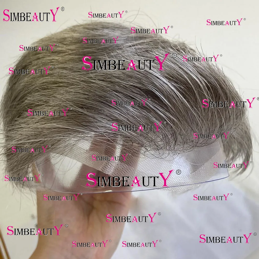 Grey White Blonde 60R 1B80 1b65 320# Bleach Knots Full Swiss Lace Breathable Men's Toupee Human Hair Natural Hairline Prosthesis