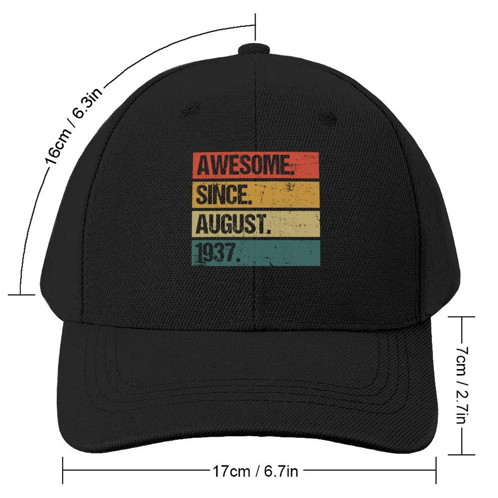 Awesome Since August 1937 Made In 1937 Vintage August 1937 Baseball Cap Rugby Sun Hat For Children Hats For Men Women's