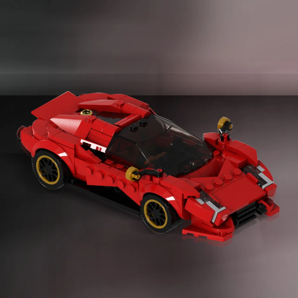 Gobricks MOC Super prędkość samochód sportowy Mustang V12 Drive De Tomasoeds P72 klocki wyścigi drogowe miejski Model zabawkowe klocki na prezent