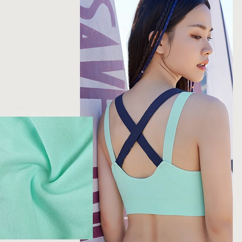 Cross Strap Back Women Sports Bra Professional Quick Dry Padded Shockproof Gym Fitness Running Yoga Sport Brassiere Tops
