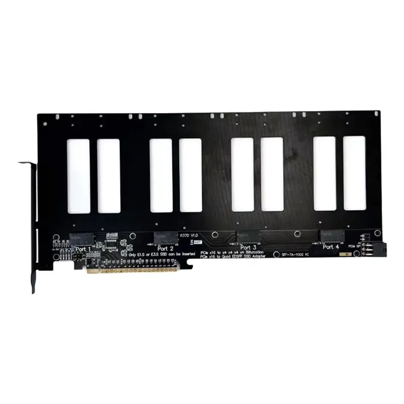 QWE-Pcie 5.0 X16 R37D 4-Port E1. S/E3. S(SFF-TA-1002) Split Adapter Expansion Card Hard Disk Gen5 X16 Support One Drag Fou