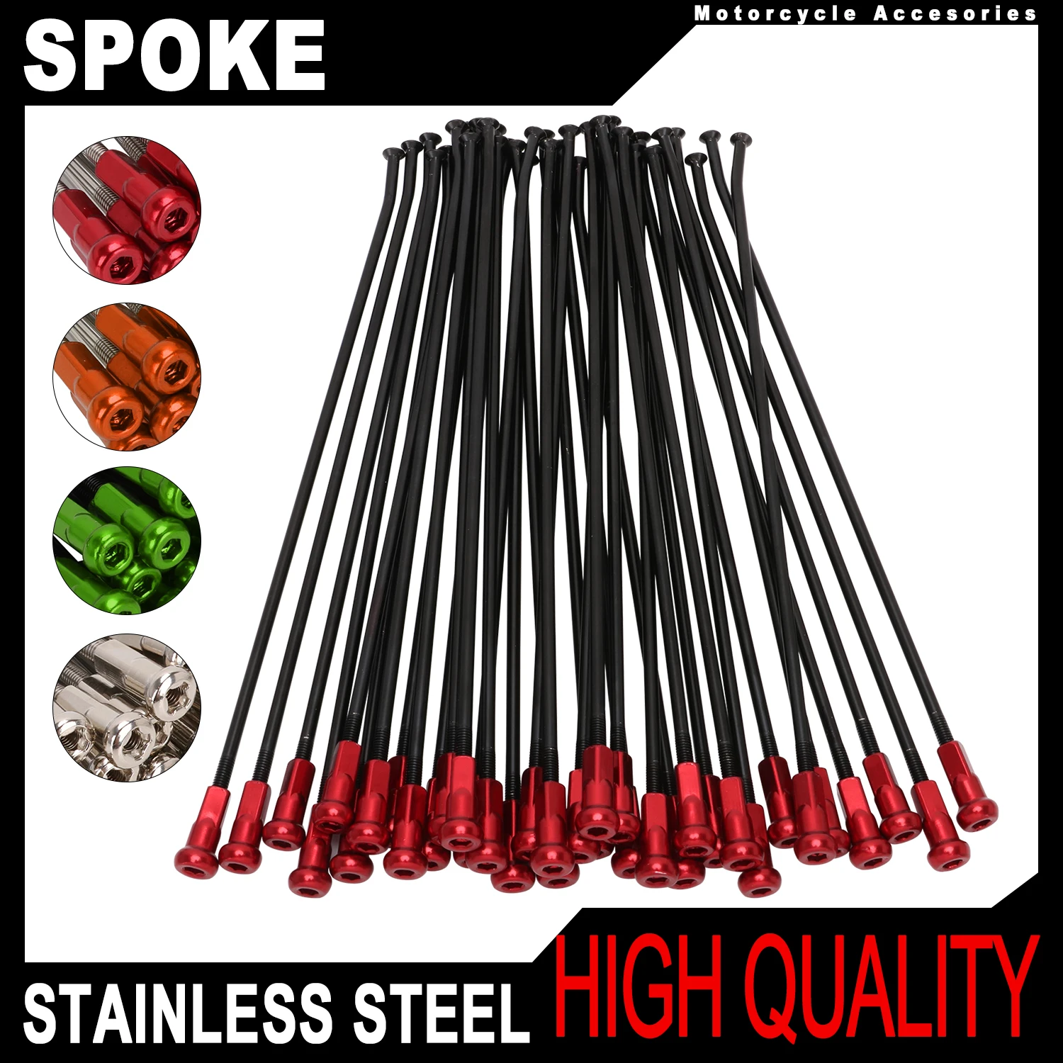 

Motorcycles 36 Pcs 21" Front 19" Rear Wheel Steel Spokes Nipples For Kawasaki KX125 KX250 KX250F KX450F KLX450R KX500 KXF125-500