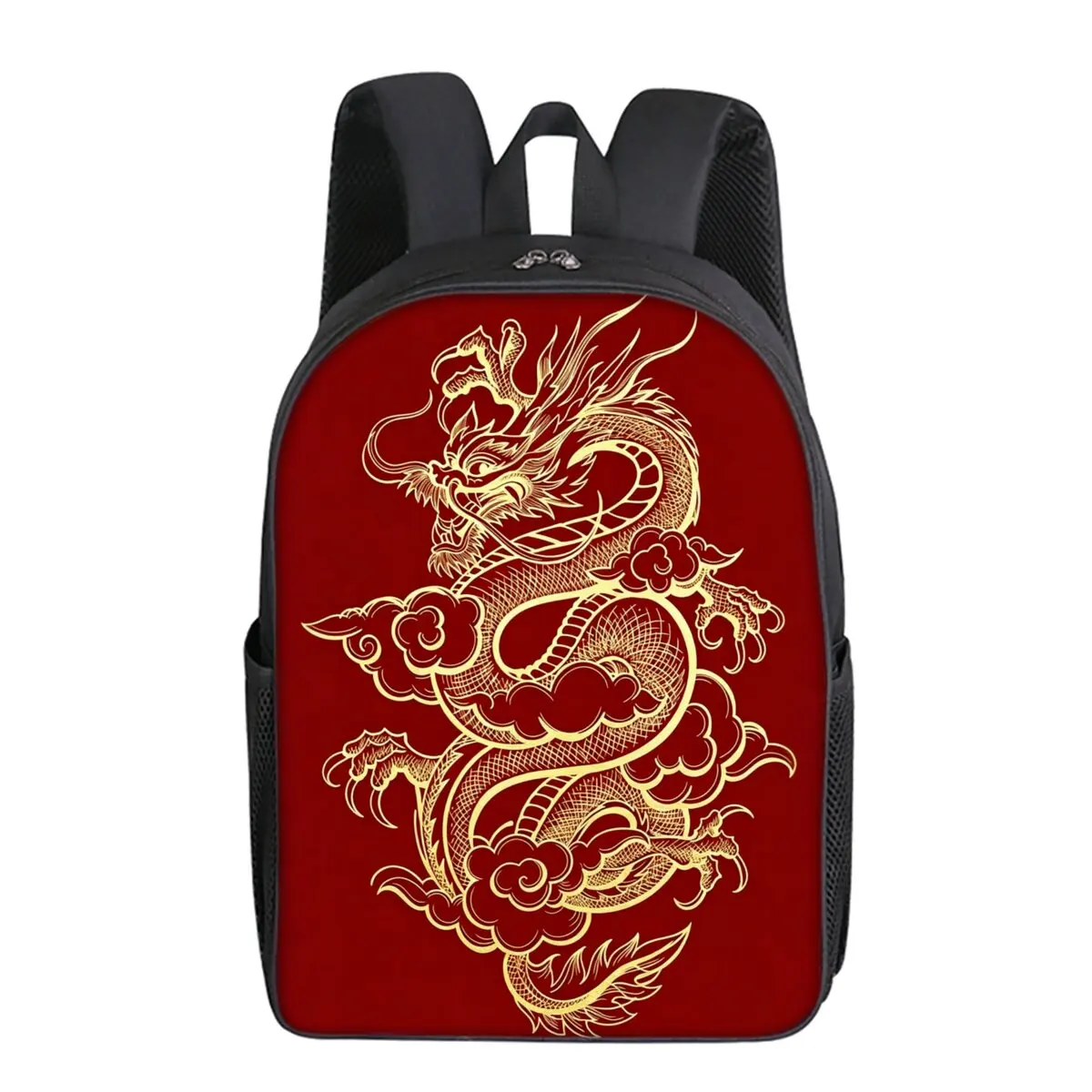 Chinese Divine Dragon Print Single Layer Backpack Simple Style for Boys/Girls Children Best Gifts 2D Flat Cartoon School Bags