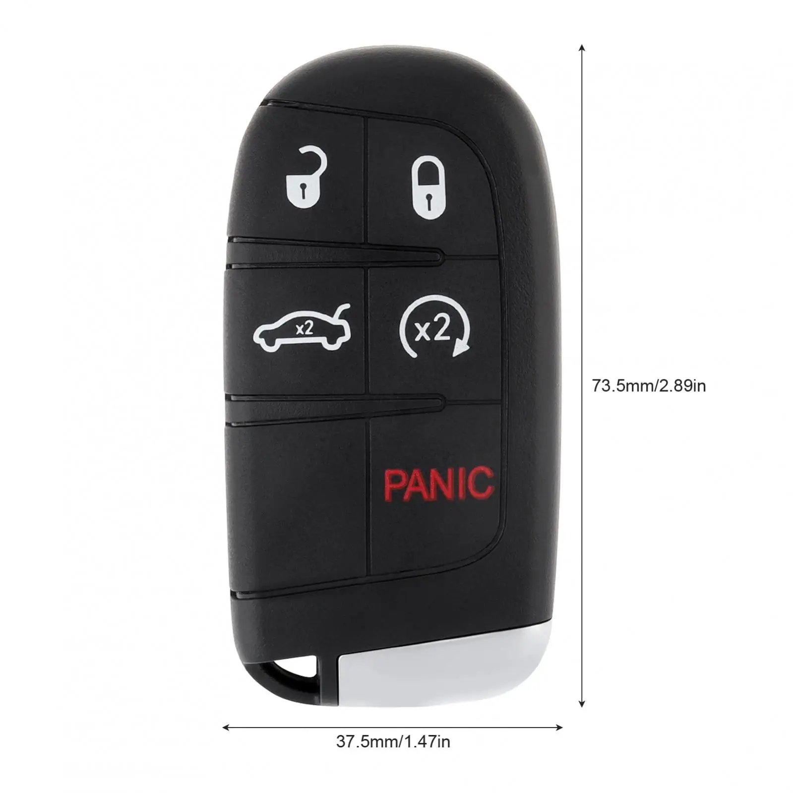 5 Buttons Replacement Key Fob Cover Case Wear-resistant Keyless Entry Remote Key Fob Shell Fit for Dodge / Chrysler