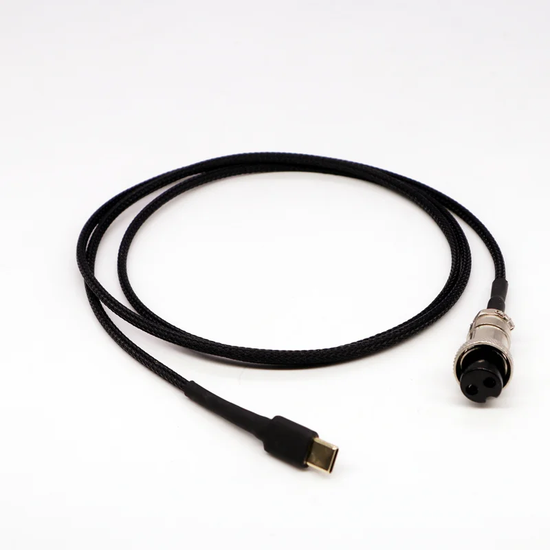 GX16-2 to USB Type-C DC cable Copper Upgrade linear power silver plated version