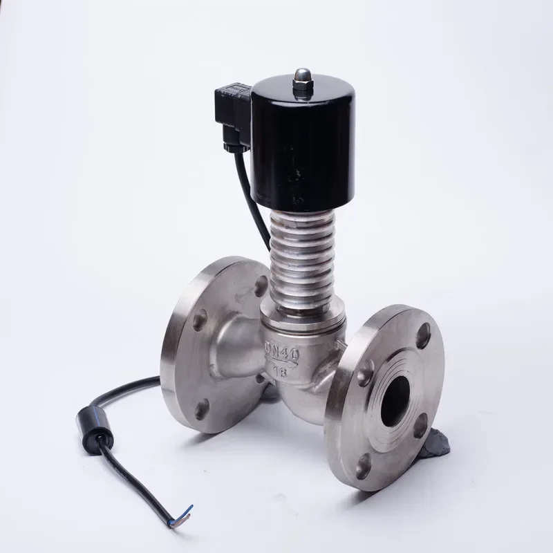 Pilot-operated steam heat transfer oil with heat sink cast steel/stainless steel flange high temperature solenoid valve DN15