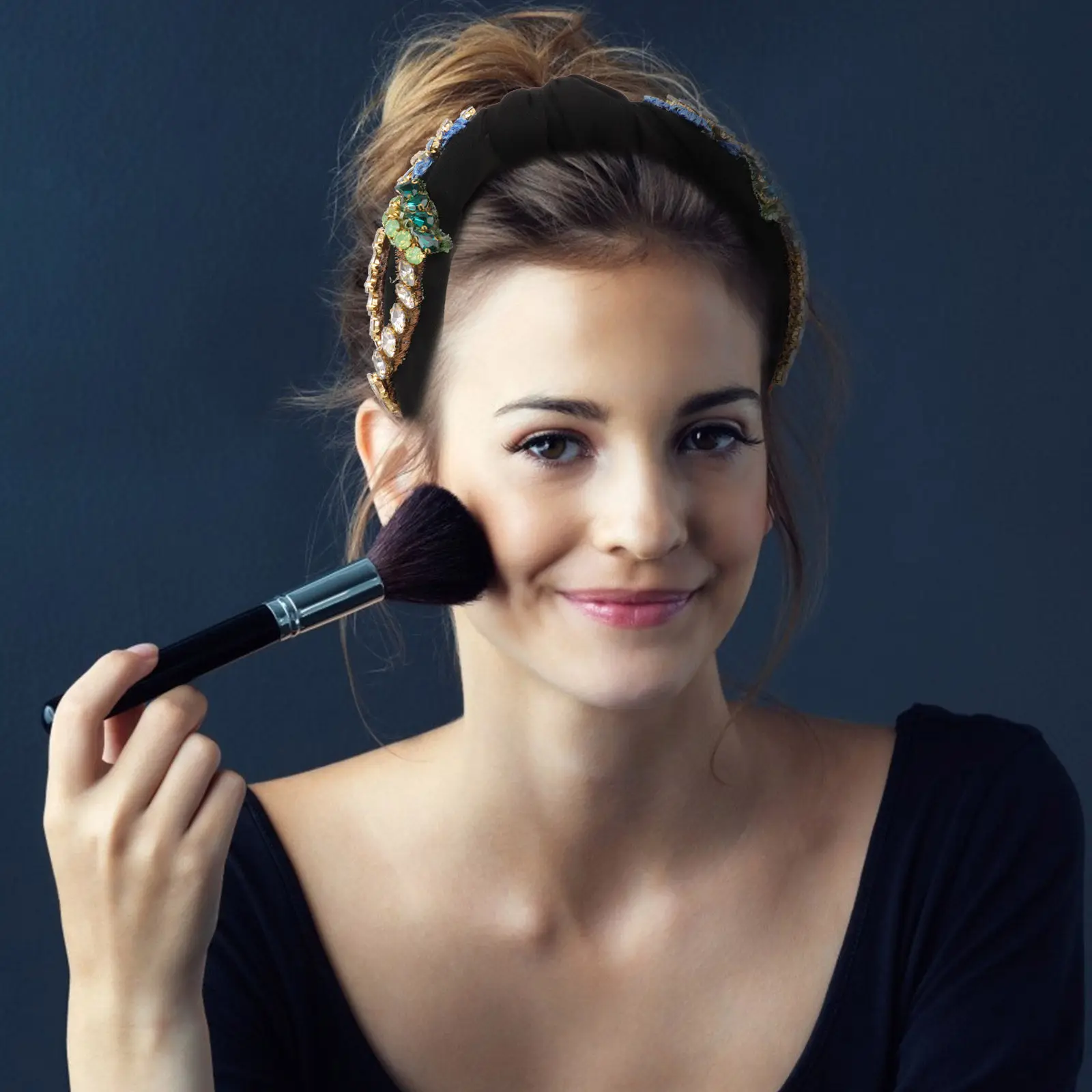 

Элегантный ретро-ободок для волос с вышивкой стразами, повязка на голову для девочек, для свадьбы, банкета, вечеринки, выпускного вечера, повседневной носки, 1 шт.