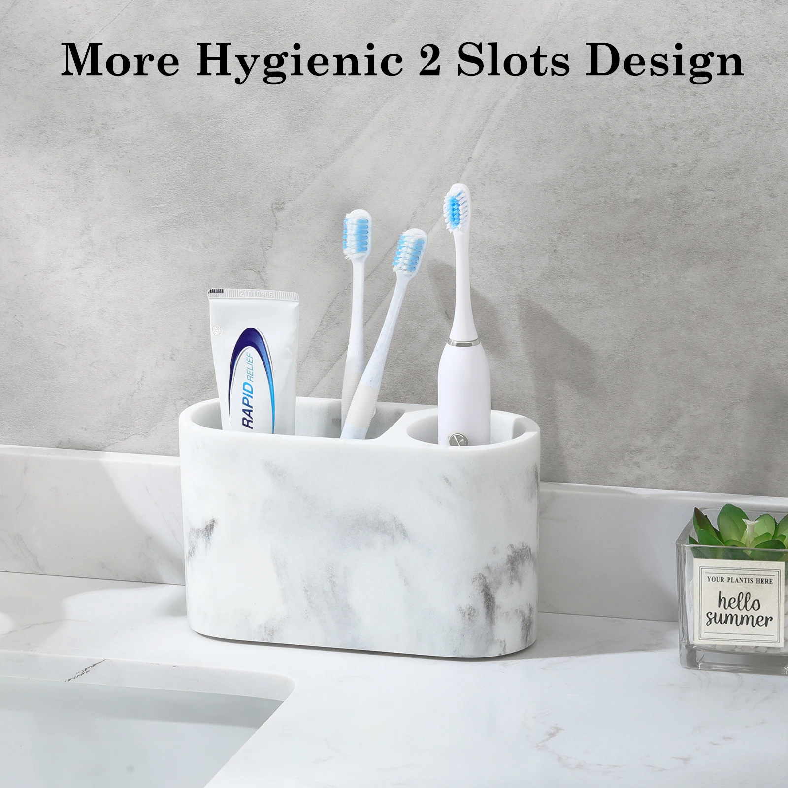 

Luxspire Toothbrush Holder 2 Slots Toothbrush and Toothpaste Holders for Bathroom Electric Toothbrush Stand for Countertop