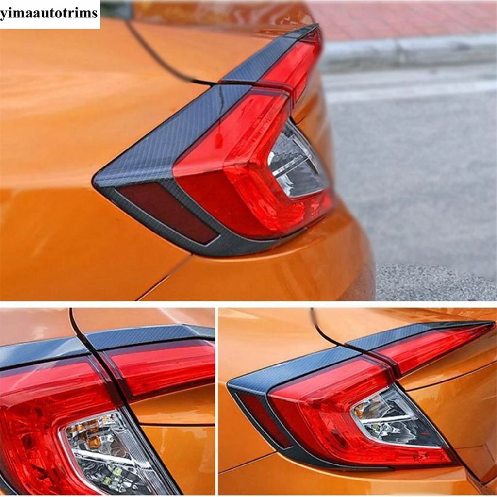 Rear Tail Light Lamp Eyebrow Eyelid Strip Decorative Sequins Cover Trim For Honda Civic Sedan 2016 - 2019 ABS Chrome Accessories