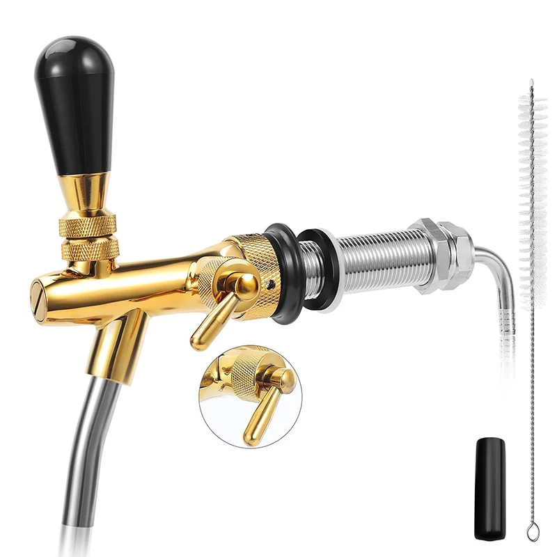 Adjustable Beer Tap with 100mm Long Shank, Home Brewing Draft Beer Faucet,Kegerator Tap,Beer Dispenser for Wall / Fridge