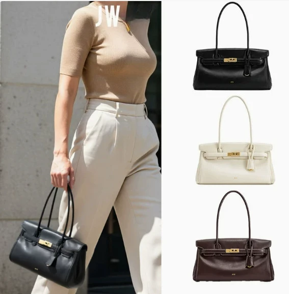

2025HOT luxury briefcase for women, single shoulder underarm bag, niche design, baguette bag
