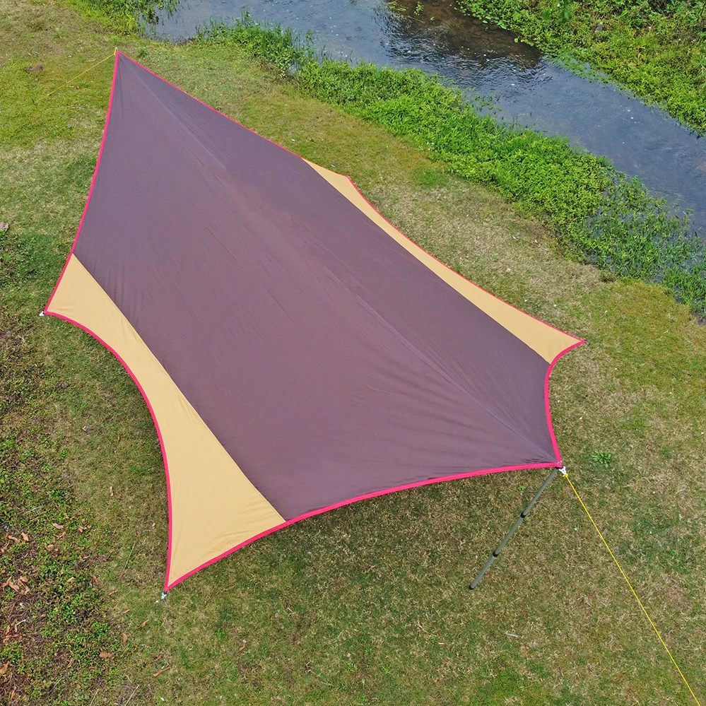 Large Camping Tarp 8-person Outdoor Camp Sun Shelter Butterfly Shape Tent Tarp 210D Oxford Waterproof Canopy Oversized