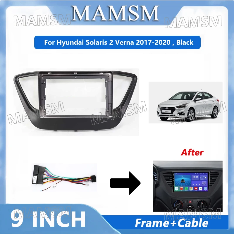 

2 Din Radio Frame Adapter For Hyundai Solaris 2 Verna 2017-2020 Car Android Player Audio Panel Mount Installation Fascia Frame