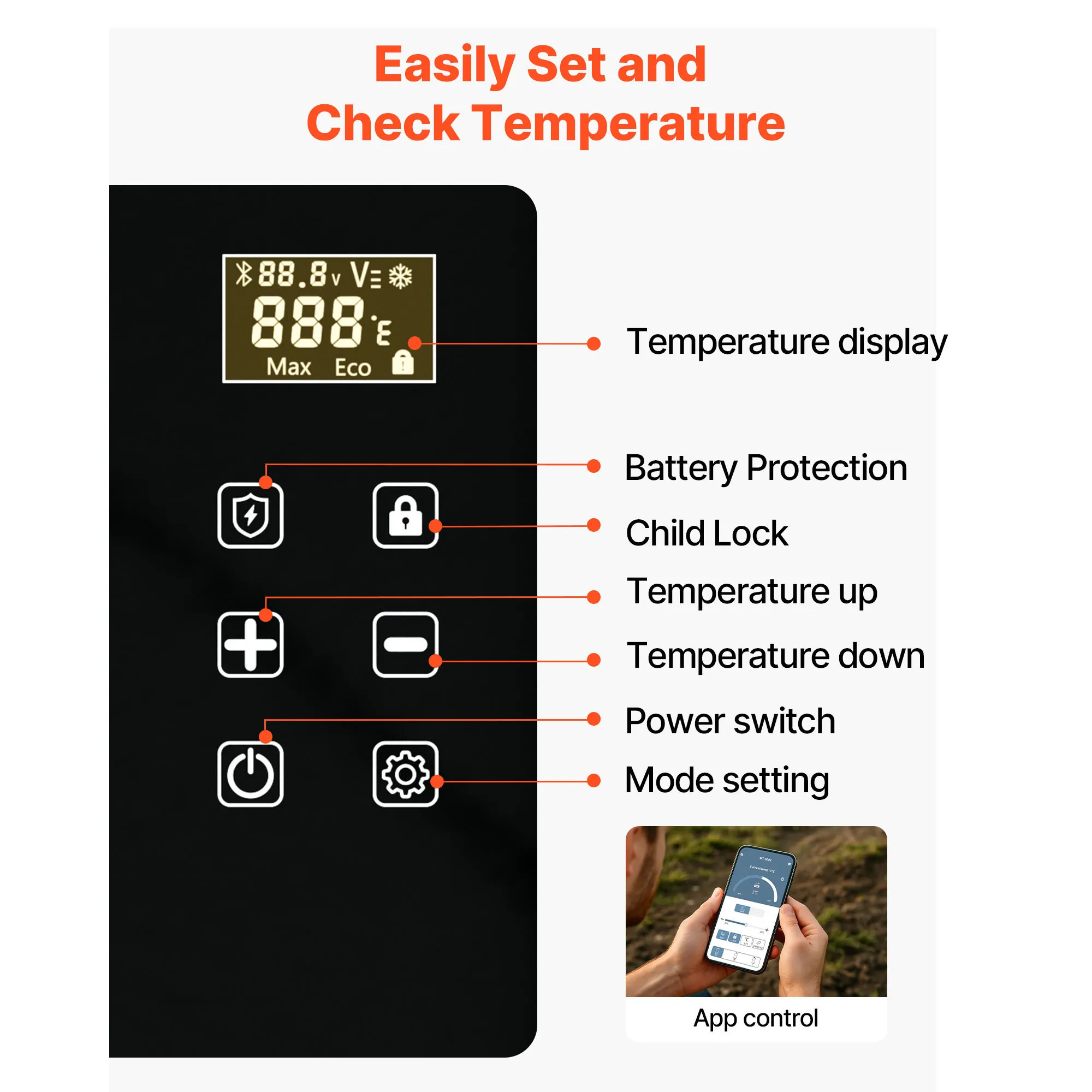 Succebuy 15-55L Portable Cooler Electric Compressor 12V/24V DC 110-240V AC Freezer Refrigerator for Home image 5