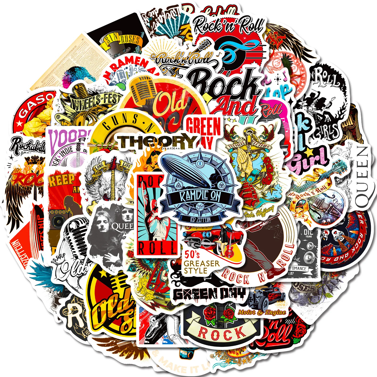 Retro Hip Hop Rock Series Graffiti Adesivos, Adequado para Laptop, Capacetes, Decoração Desktop, Brinquedos DIY, 50Pcs