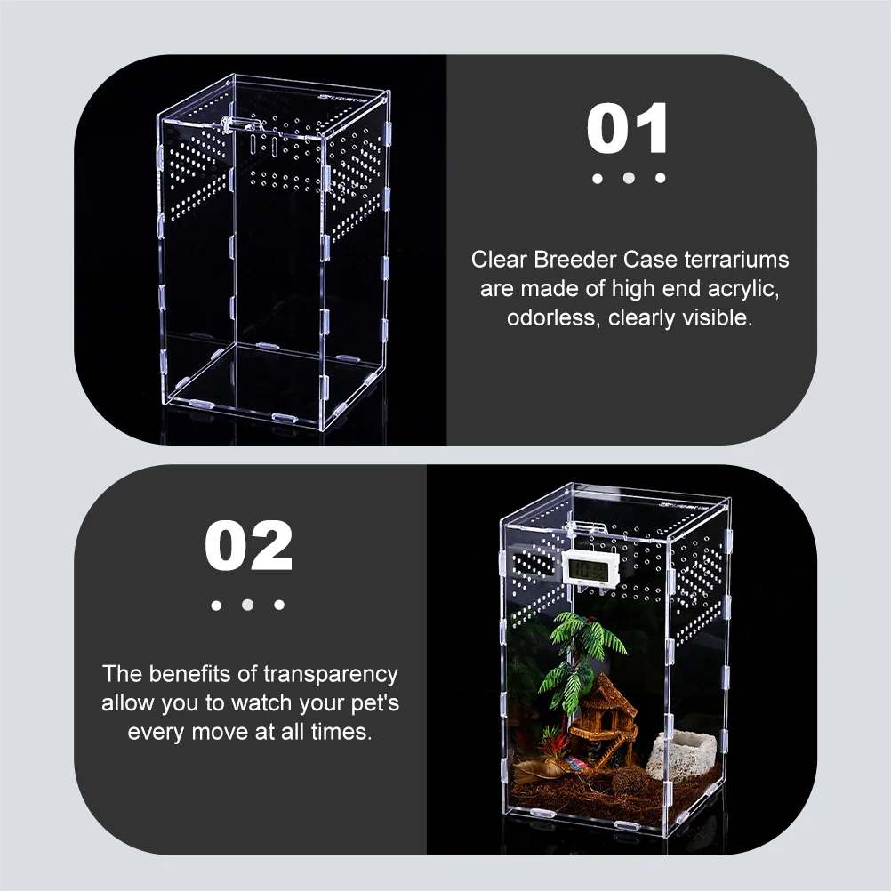 

1Set Clear Reptile Breeder Case Odorless Easy Wash Magnetic Ventilation Holes Lizards Snakes Spiders Reptile Habitat Boxes