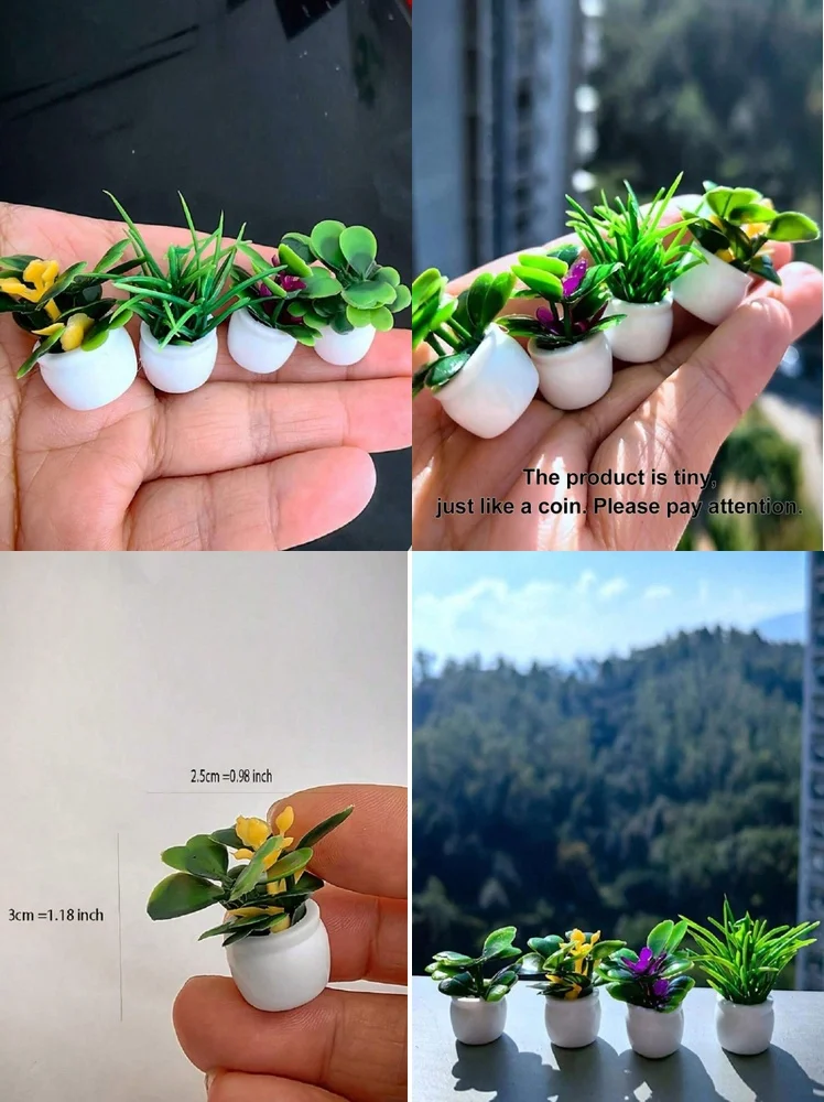

4pcs Mini Artificial Potted Plants Faux Bonsai Trees for Home Garden Decor Indoor Outdoor Office Desk Plant Decor Realistic