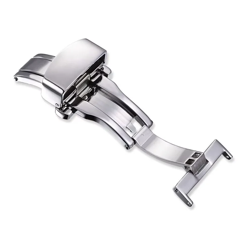 316L Stainless Steel 10 12 14 16 18 20 22 24mm Watch Buckle Watchbands Double Push Deployment Butterfly Clasp Strap Accessories