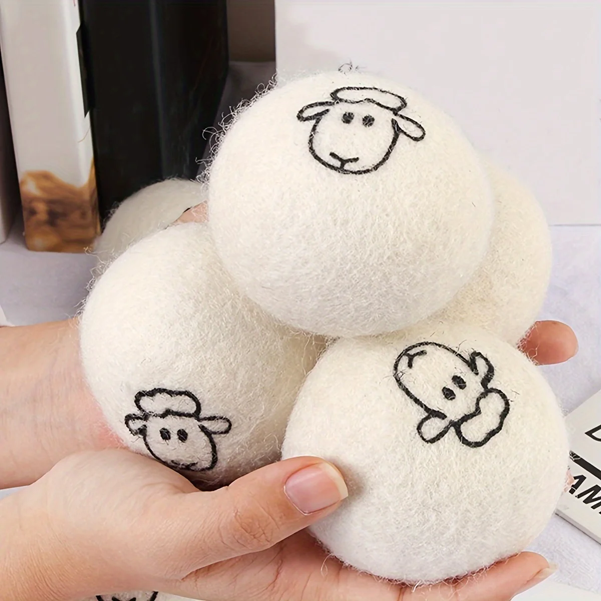 6pcs Reusable Wool Laundry Dryer Balls Fabric Softener Alternative for Washing Machine Wrinkle Reducer Cleaning Supplies Gadgets