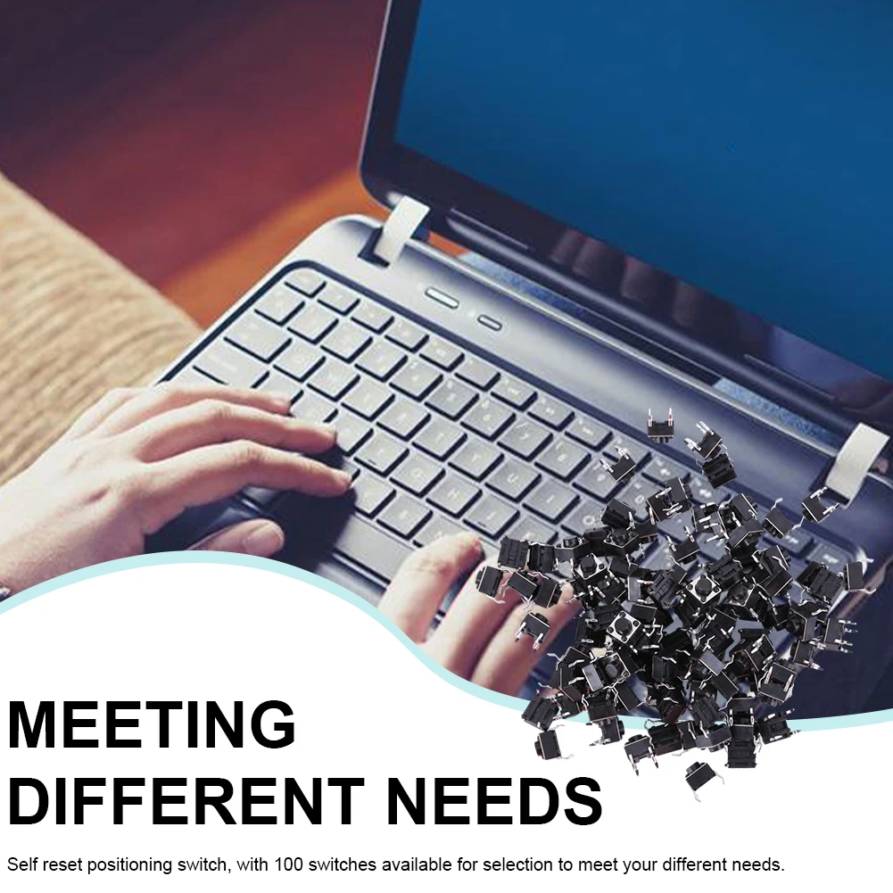 100PCS Tactile Push Button DIP Switch for PCB Applications Compact Vertical Micro Switch 6X6X5mm Electronic Parts