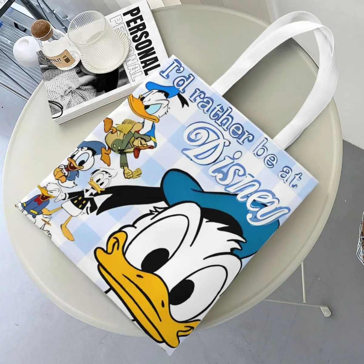 Mickey And Friends Lucky Donald Duck Tote Bags Women Handbag Canvas College Shoulder Bag Reusable Grocery Bag