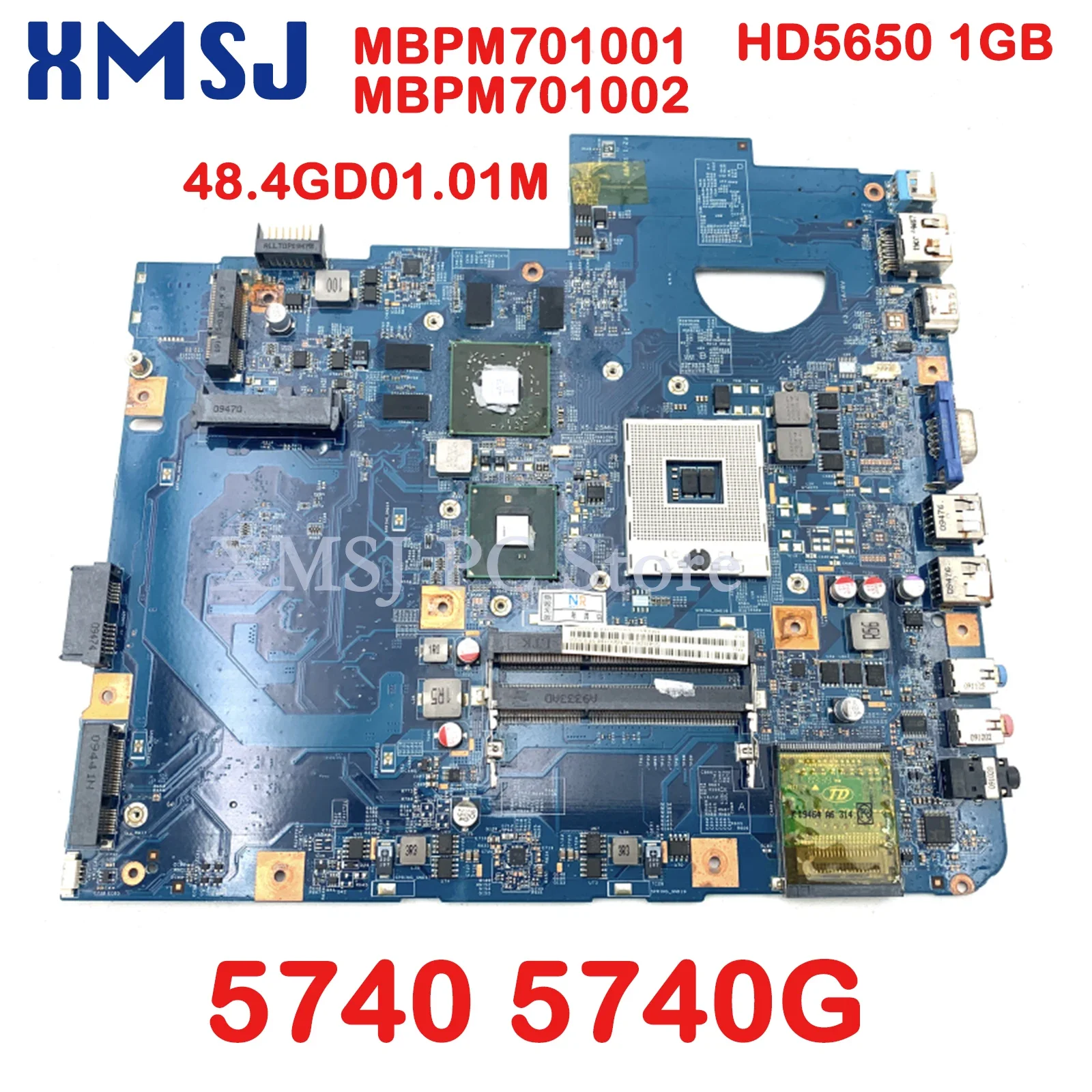 

XMSJ For Acer Aspire 5740 5740G Motherboard MBPM701001 MBPM701002 48.4GD01.01M JV50-CP MB 09285-1M MAIN BAORD HD5650 1GB