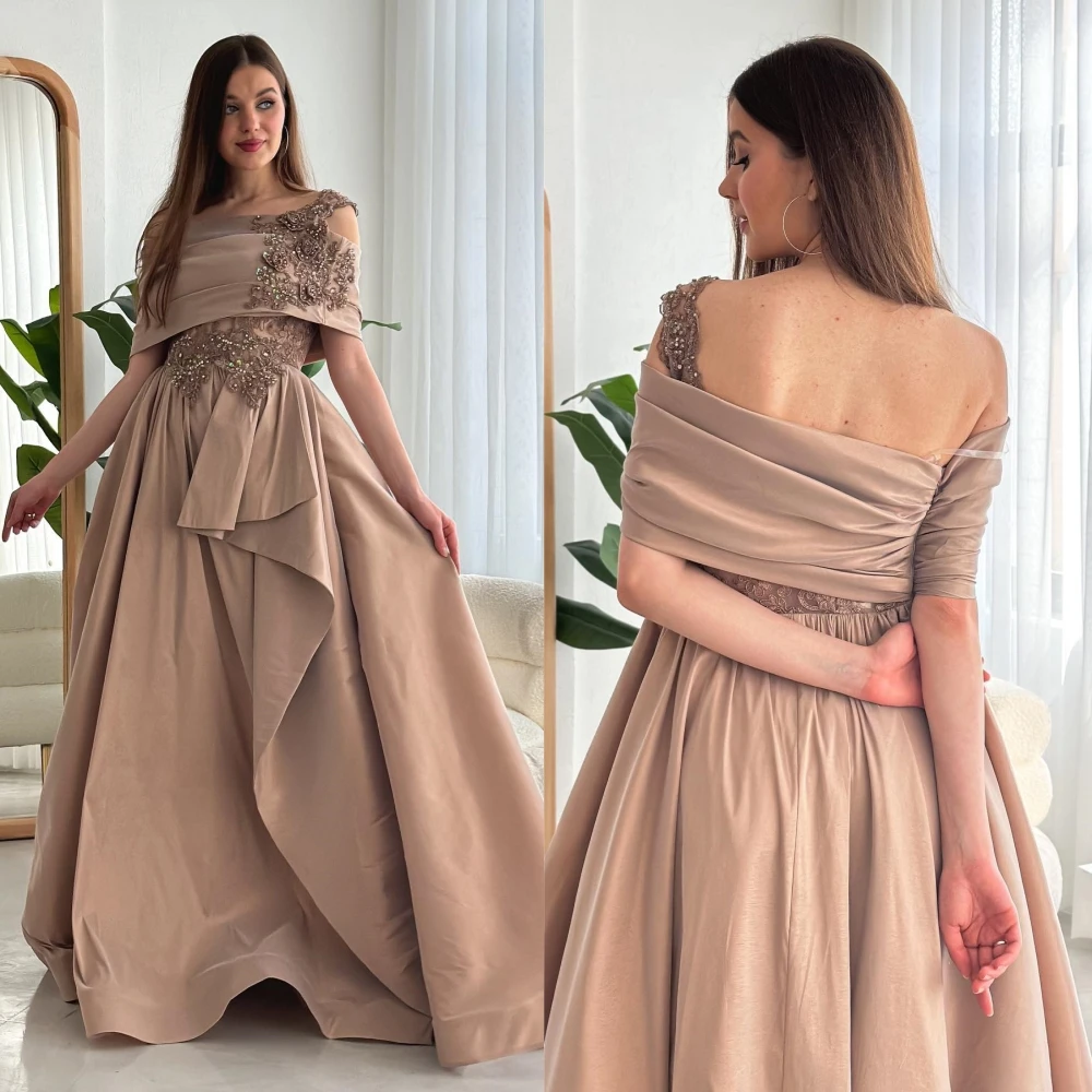 Jiayigong-Robe de Rhde Noël perlée en satin, longueur au sol, une épaule, occasion sur mesure