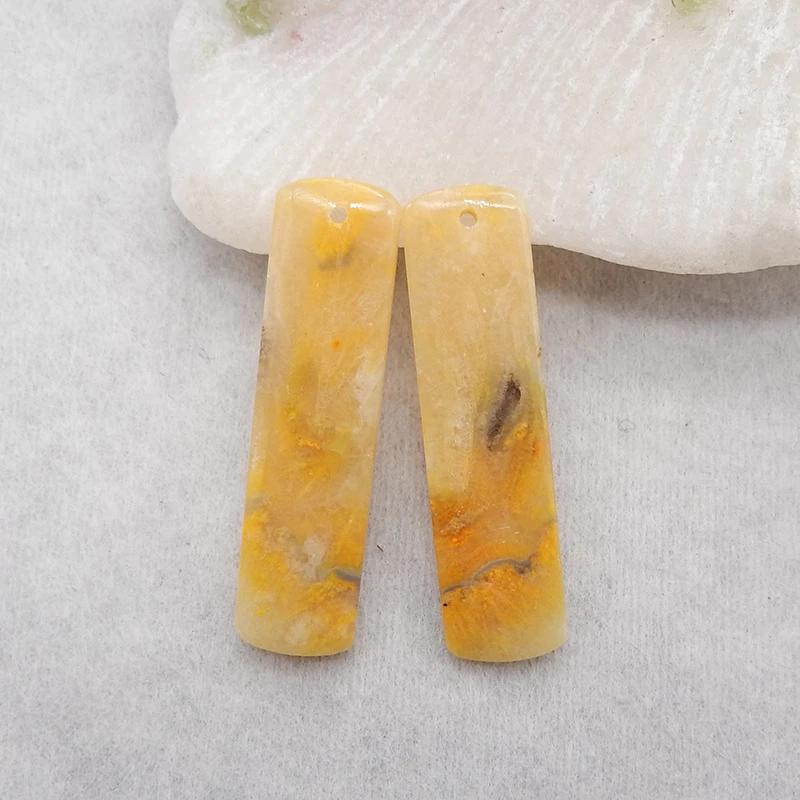 New Arrival Bumble Bee Stone Rectangle Earring Bead, Jewelry Supply, 38x10x4mm, 6.6g