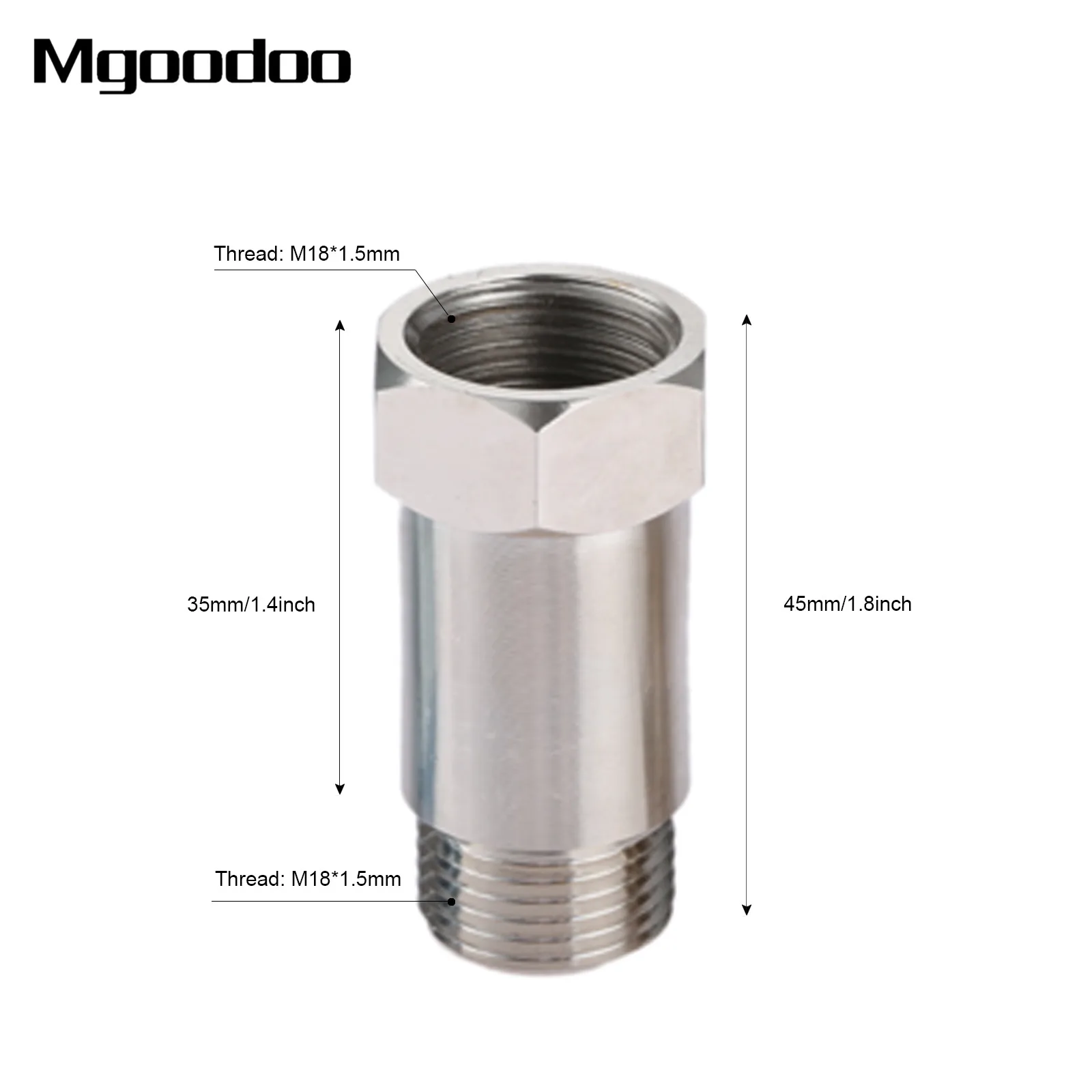 2Pcs 45mm Oxygen Sensor Lambda O2 M18x1.5 Extension Extender Spacer Adapter Exhaust Steel and Zinced Oxygen Sensor Spacer