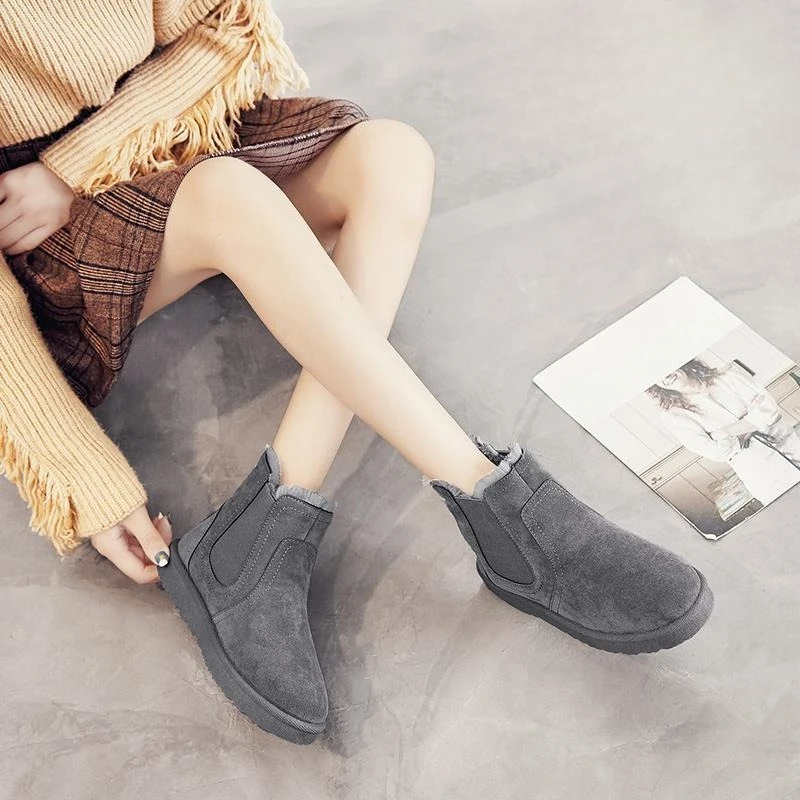 

Зимние теплые ботильоны большого размера с круглым носком, зимние ботинки на флисовой подкладке для женщин, трендовая распродажа 2025, новинка Rock Plush on Offer, женская обувь