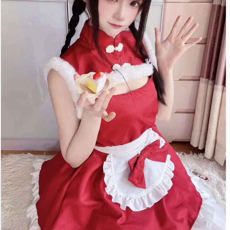 Natal Stage Cosplay Set, Celebridade Internet, Live Streaming Host Cos Suit, Doce e bonito Lolita Robe