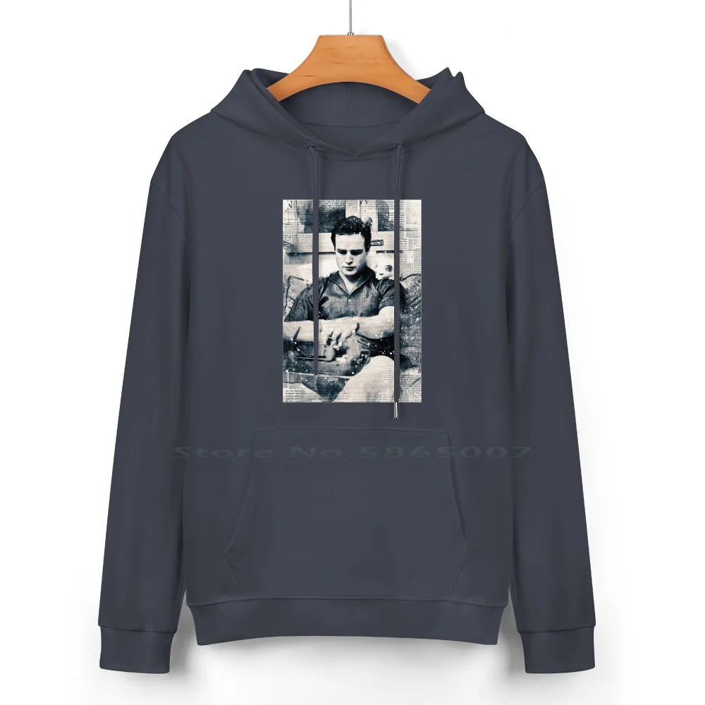 Vintage Retro Portrait Young Marlon Brando And A Cat Old Actor Pure Cotton Hoodie Sweater 24 Colors Vintage Retro Portrait