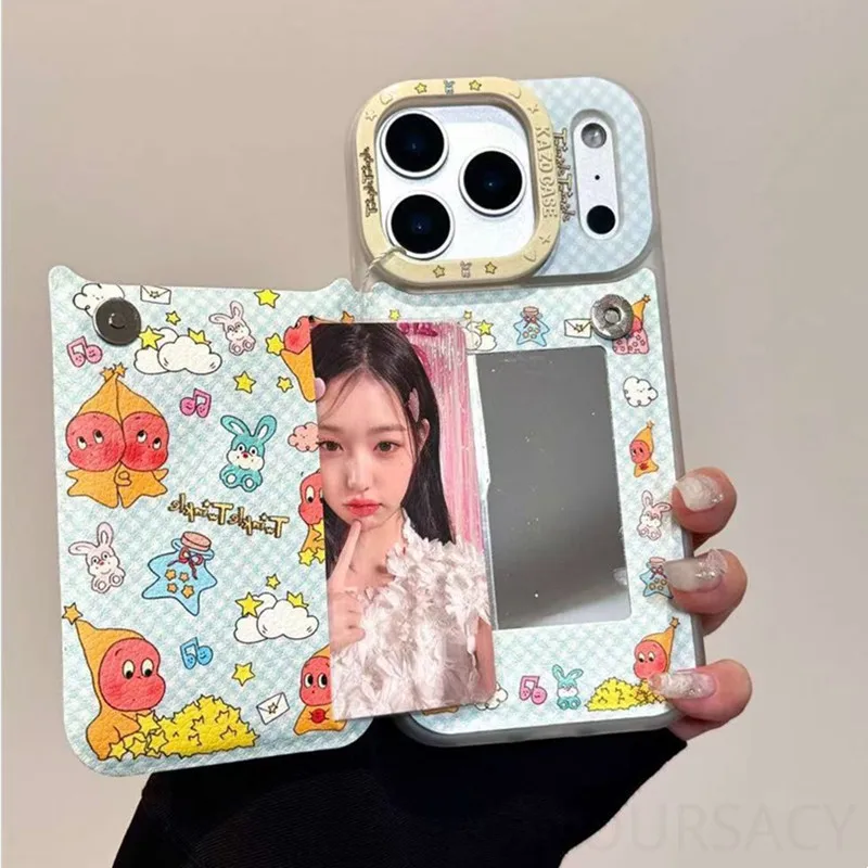 

Built-in Mirror Cartoon Cute Stars Figure Phone Cases for IPhone 17 Promax Phone Case 16 15 14 13 Pro Anti Drop Phone Back Cover