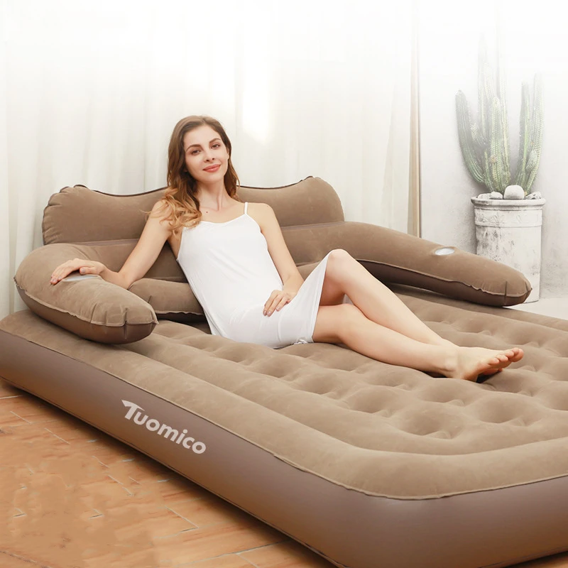 Inflatable mattress with electric inflatable pump home outdoor portable inflatable beds