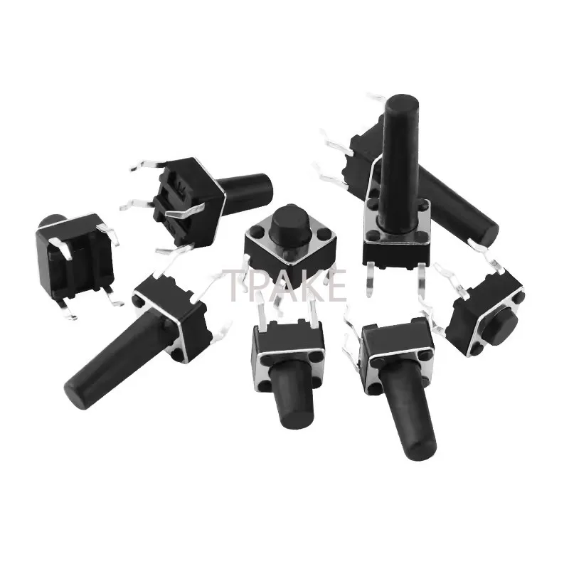 20pcs Tactile Tact Push Button Momentary Micro Switch Self-reset DIP Switches 6x6x4.3/5.5/6/7/8/9/10/11/12/13/14/15mm 6x6mm