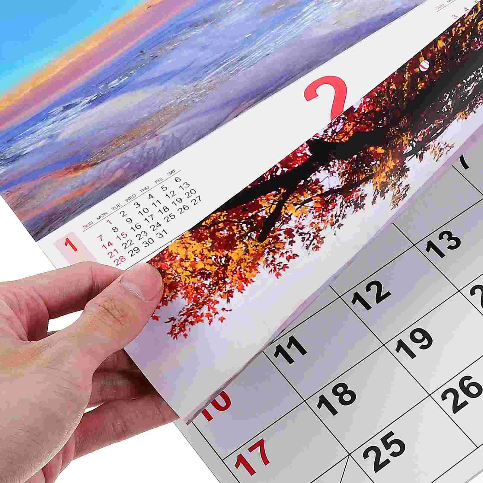 2024 Cross-border European and American English Landscape Photo Wall Calendar Sturdy Hanging Monthly for Home Paper Room Dating