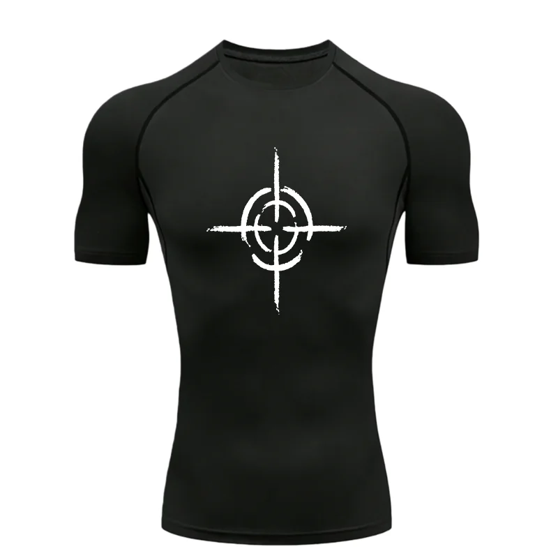 

Мужская спортивная футболка для тренировок, компрессионная, для фитнеса, атлетическая, для спортзала, эластичная, дышащая, быстросохнущая, с высокой эластичностью, облегающая.