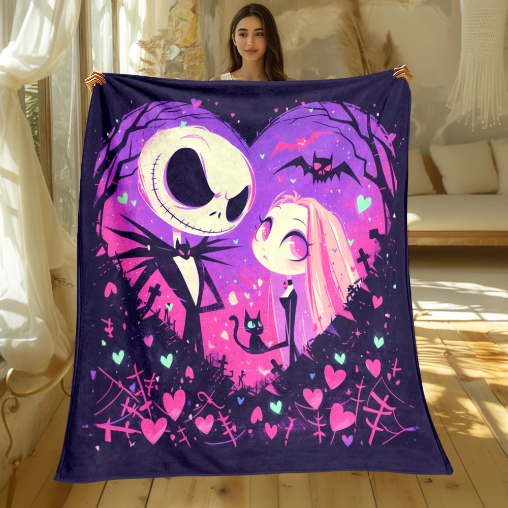 MINISO The Nightmare Before Christmas Jack Flannel Throw Camping Blankets for Sofa Throw Thin Blanket Modern Fashion Gift