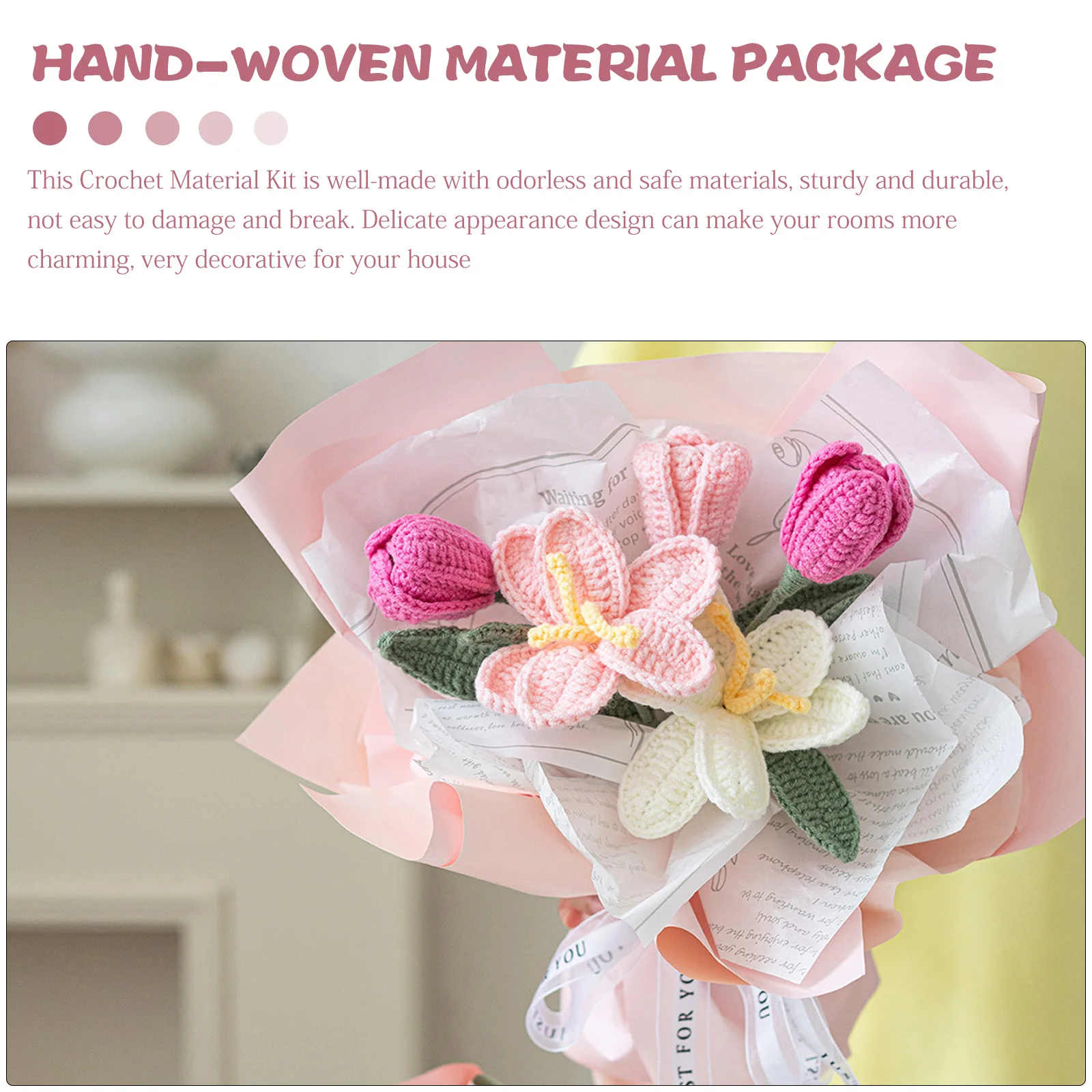 

1Set Tulip Crochet Kit Durable Premium Material Crochet Flower Bouquet DIY Handmade Gift for Beginners Adults Girls Women
